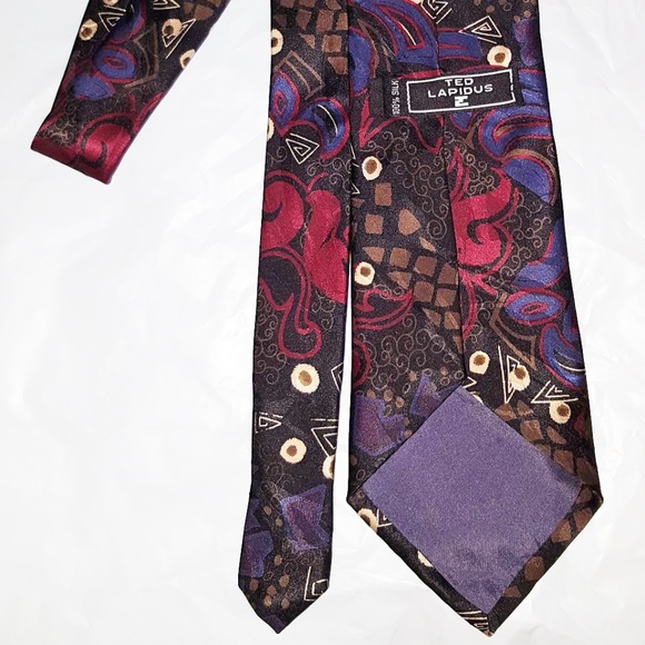 Ted Lapidus Silk Men's Novelty Tie Black Purple - Picture 3 of 7